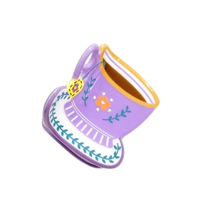 FLORAL ACRYLIC TEA CUP HAIR CLAW CLIP