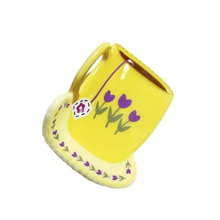 FLORAL ACRYLIC TEA CUP HAIR CLAW CLIP