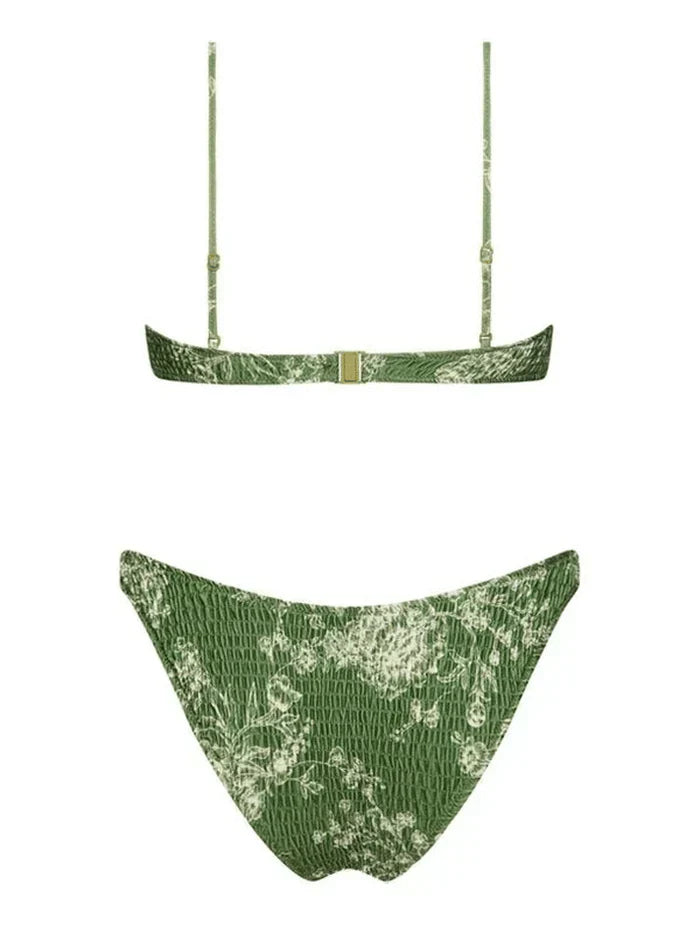 FLORAL BLISS TWO-PIECE SWIMSUIT WITH BLUE FLORAL DESIGN