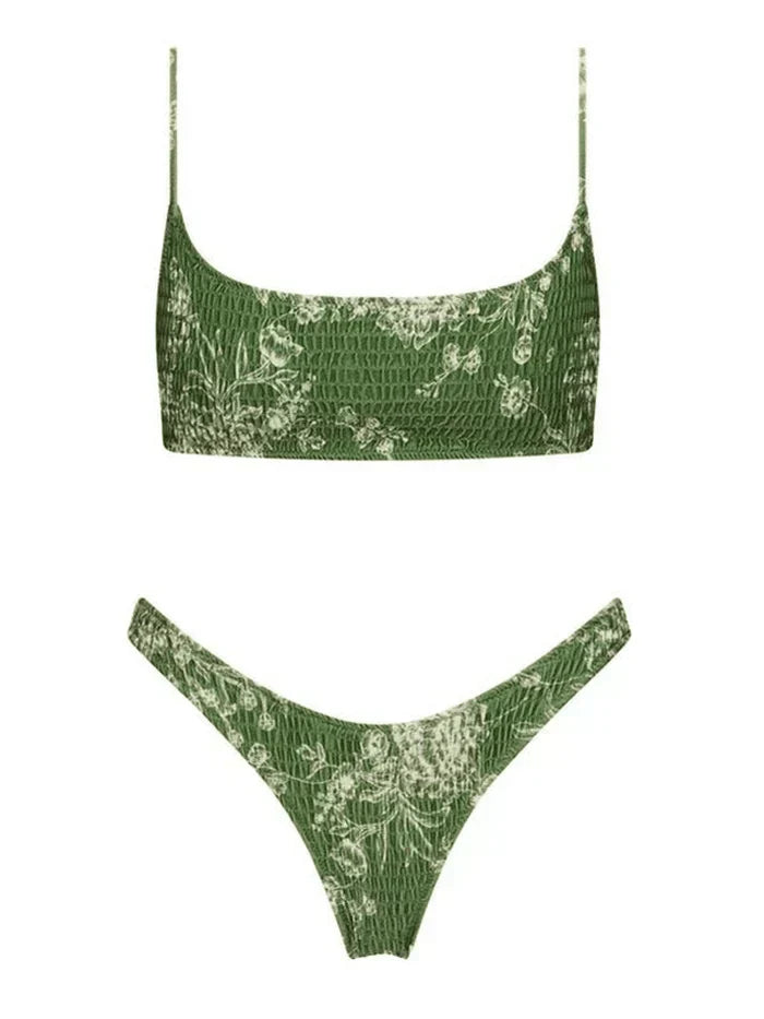 FLORAL BLISS TWO-PIECE SWIMSUIT WITH BLUE FLORAL DESIGN