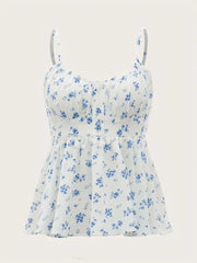 FLORAL CAMI TOP WITH WHITE PRINT IN REGULAR FIT