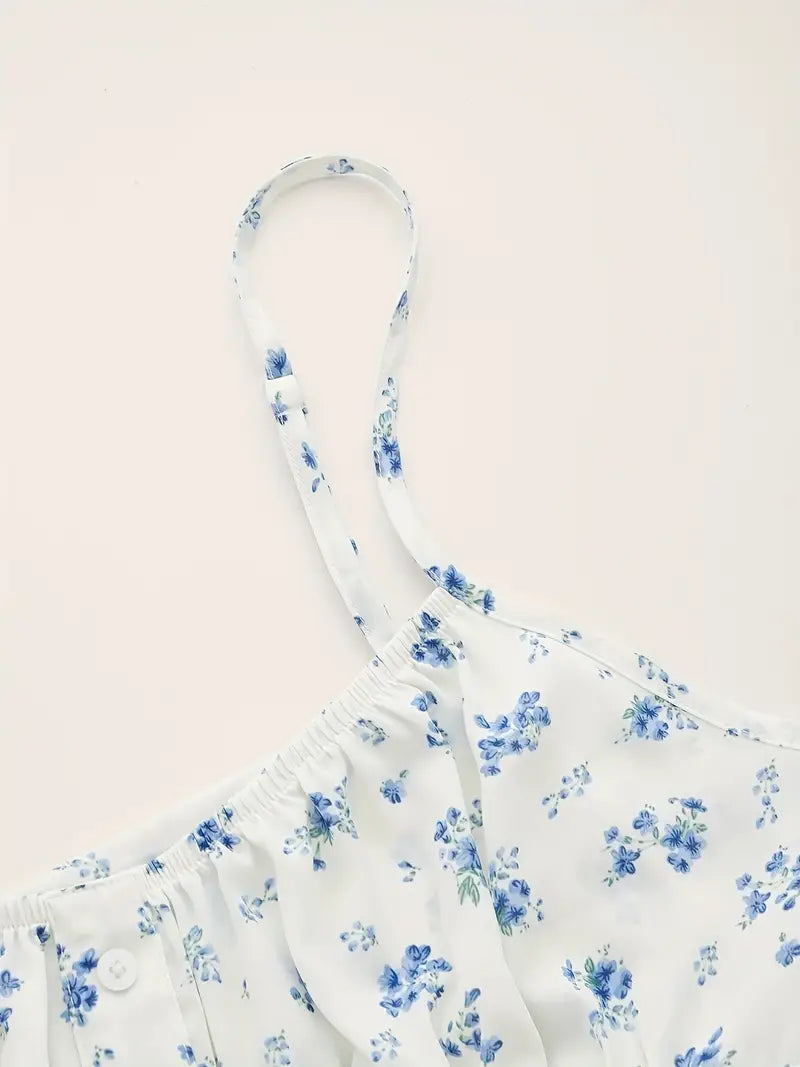FLORAL CAMI TOP WITH WHITE PRINT IN REGULAR FIT