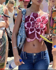 FLORAL CROP TOP SLIM FIT DESIGN FOR A PERFECT SILHOUETTE