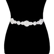 Floral Crystal Sash Ribbon Bridal Wedding Belt Headband