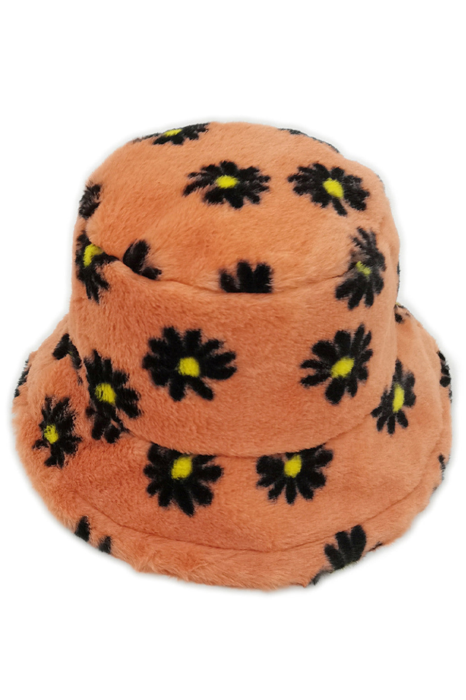 Floral Faux Fur Bucket Hat