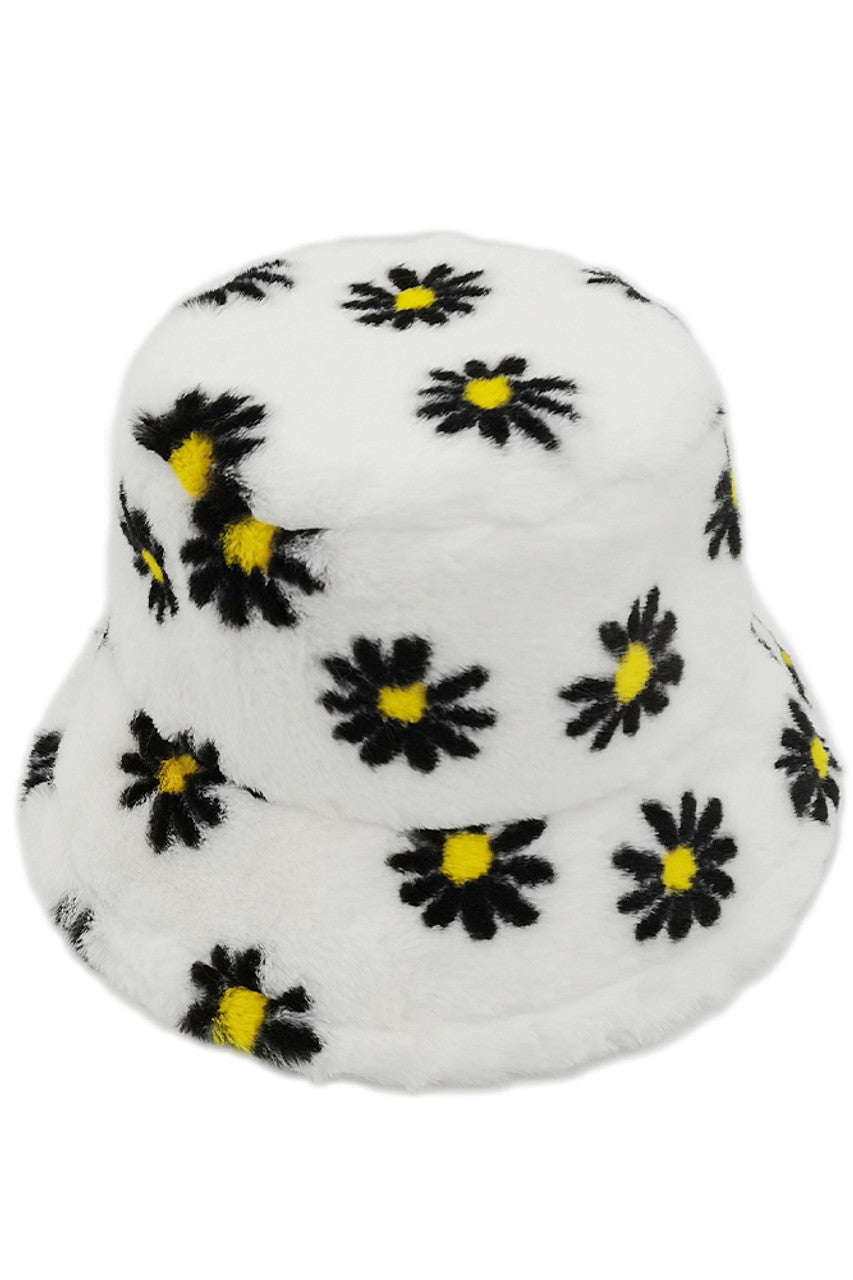 Floral Faux Fur Bucket Hat