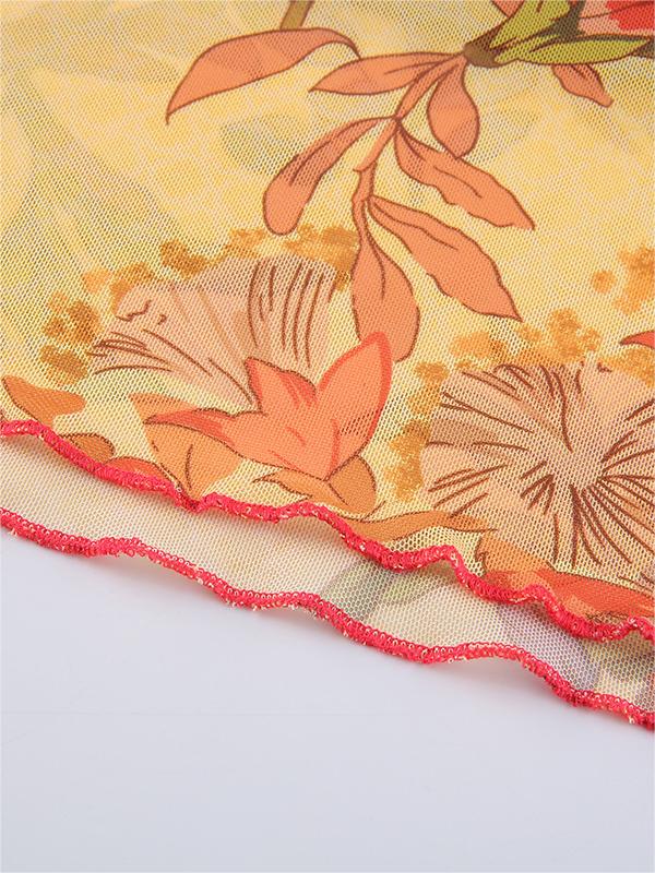 FLORAL HALTER TOP - FLORAL PRINT SLIM FIT HALTER NECK DESIGN
