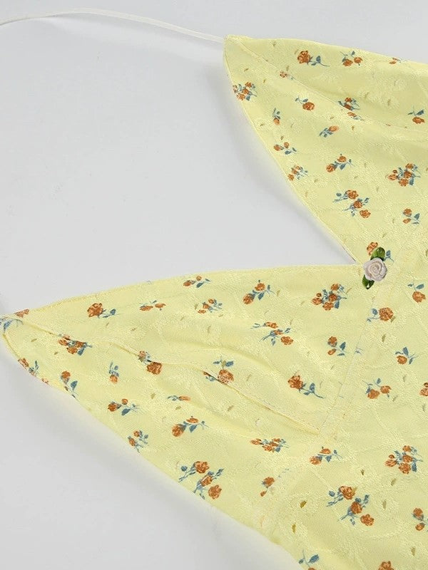FLORAL HALTER TOP - Y2K PRINT CAMI
