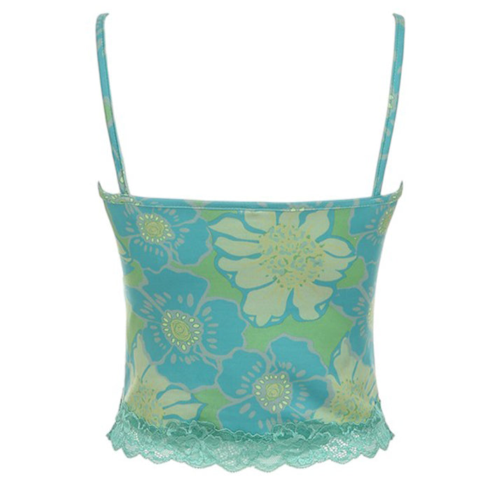 FLORAL LACE BUSTIER TOP Y2K LIVELY FLORAL PATTERNS
