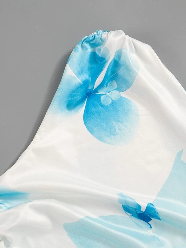FLORAL ONE-SHOULDER TOP WITH VINTAGE PRINT AND SLIM FIT DESIGN