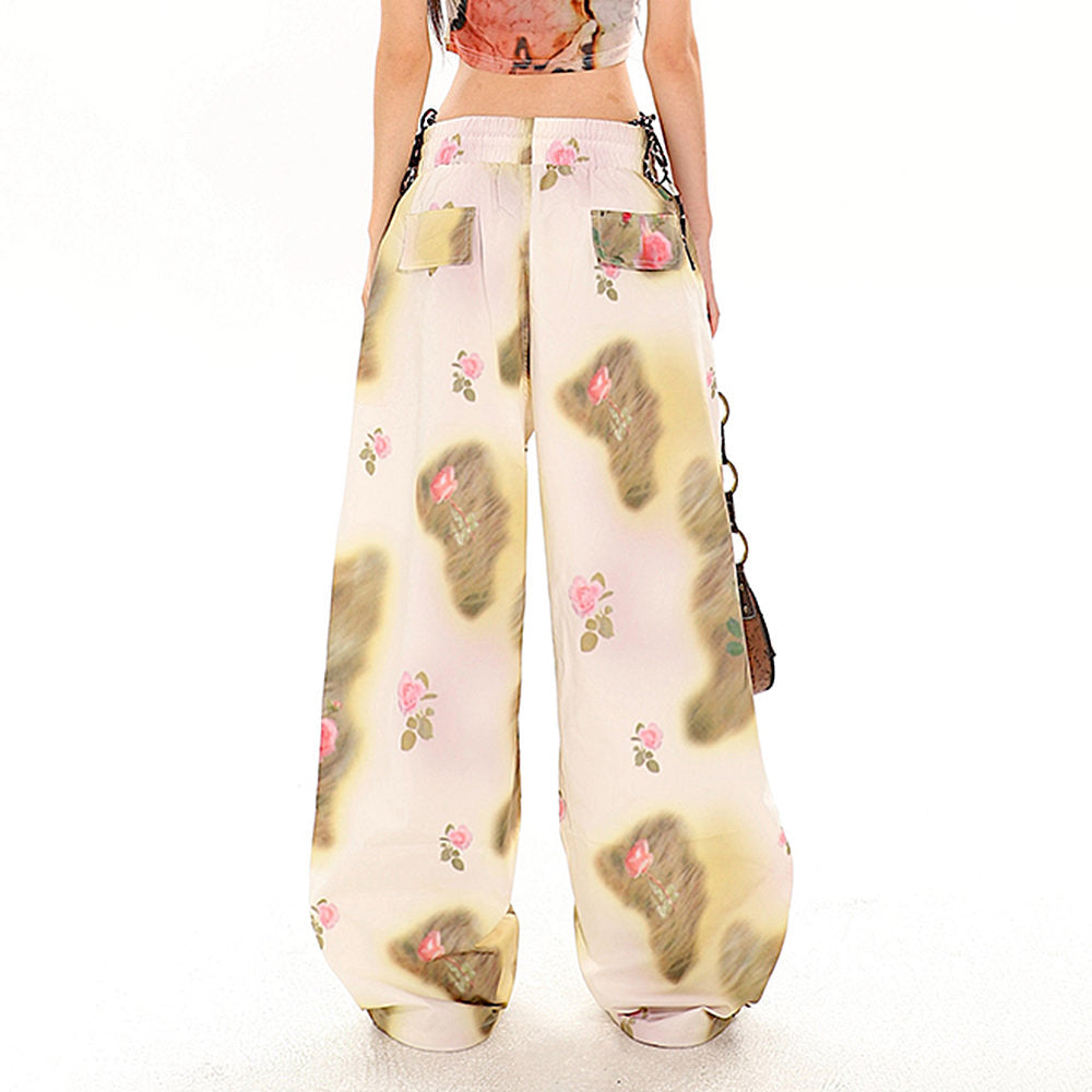 FLORAL-PATTERNED WIDE-LEG PANTS FOR WOMEN