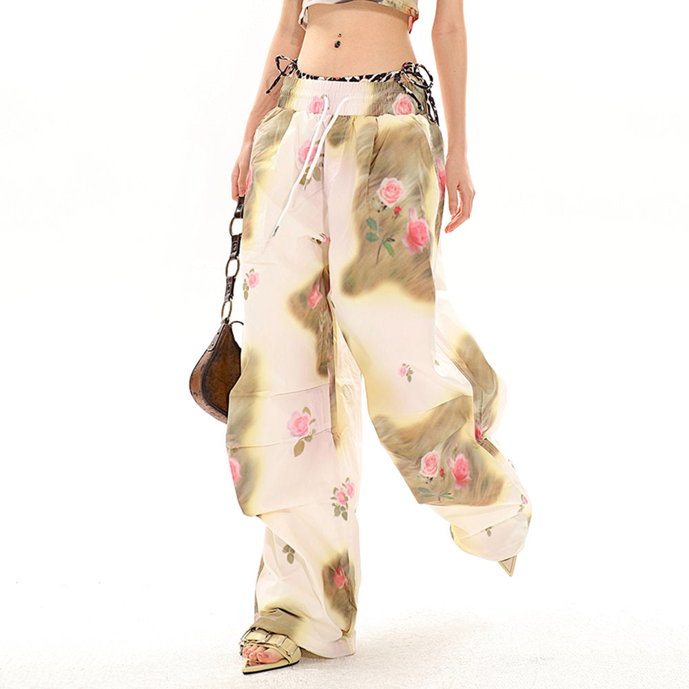 FLORAL-PATTERNED WIDE-LEG PANTS FOR WOMEN