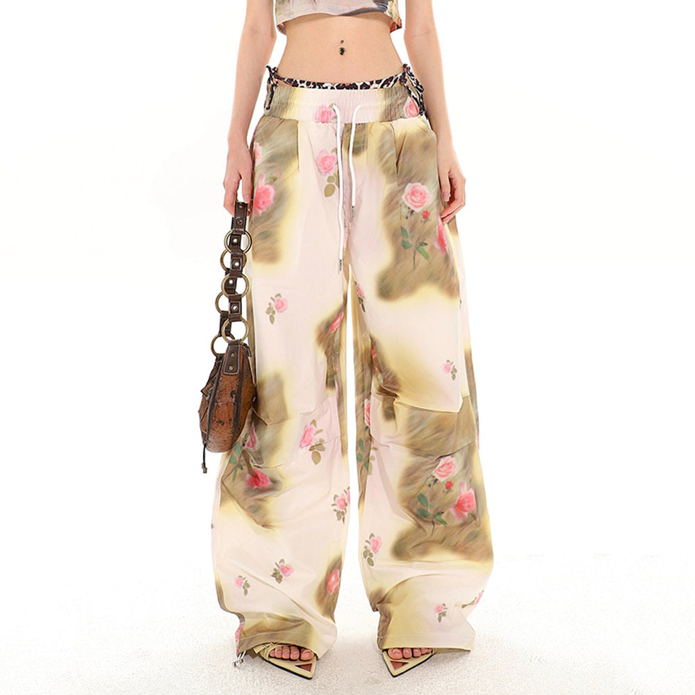 FLORAL-PATTERNED WIDE-LEG PANTS FOR WOMEN
