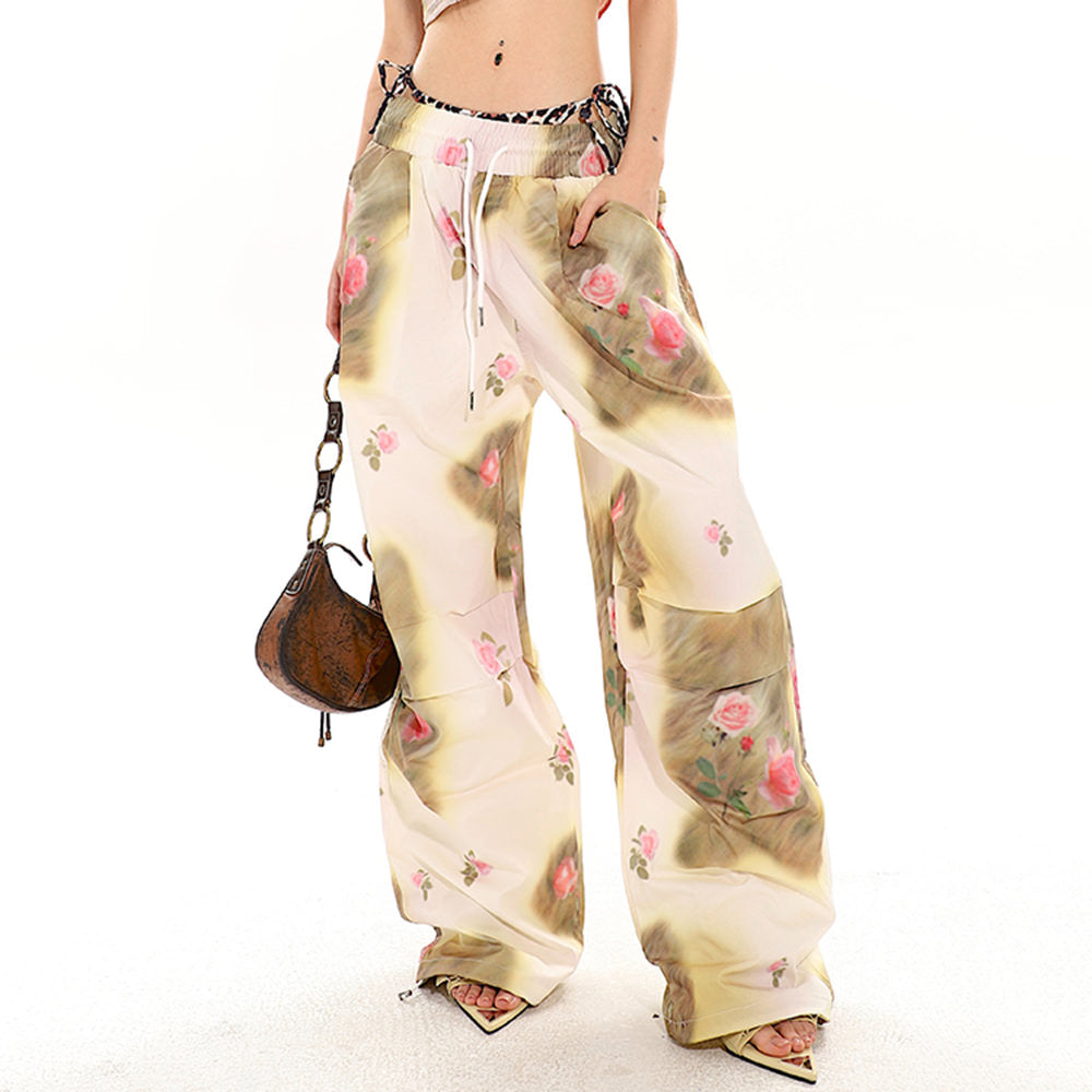 FLORAL-PATTERNED WIDE-LEG PANTS FOR WOMEN