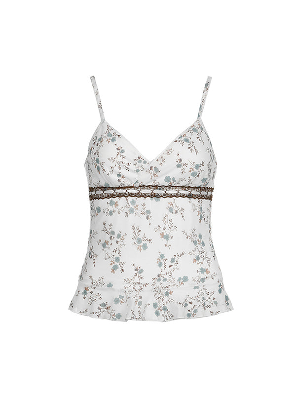FLORAL PRINT CAMISOLE WITH SLIM FIT V-NECK DESIGN