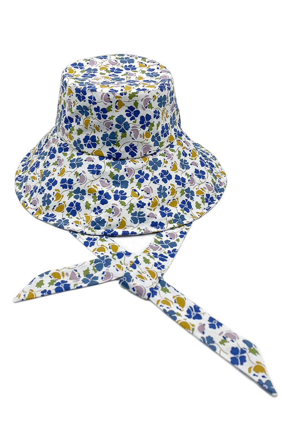 FLORAL PRINT CHIN TIE BUCKET HAT