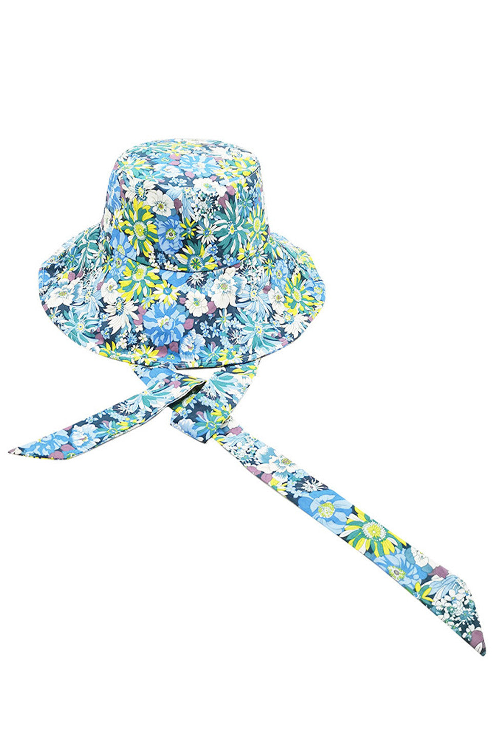 FLORAL PRINT CHINE TIE BUCKET HAT