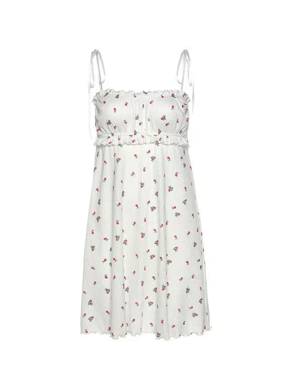 FLORAL PRINT DRESS WITH RUFFLE TRIM - PERFECT SUMMER ATTIRE