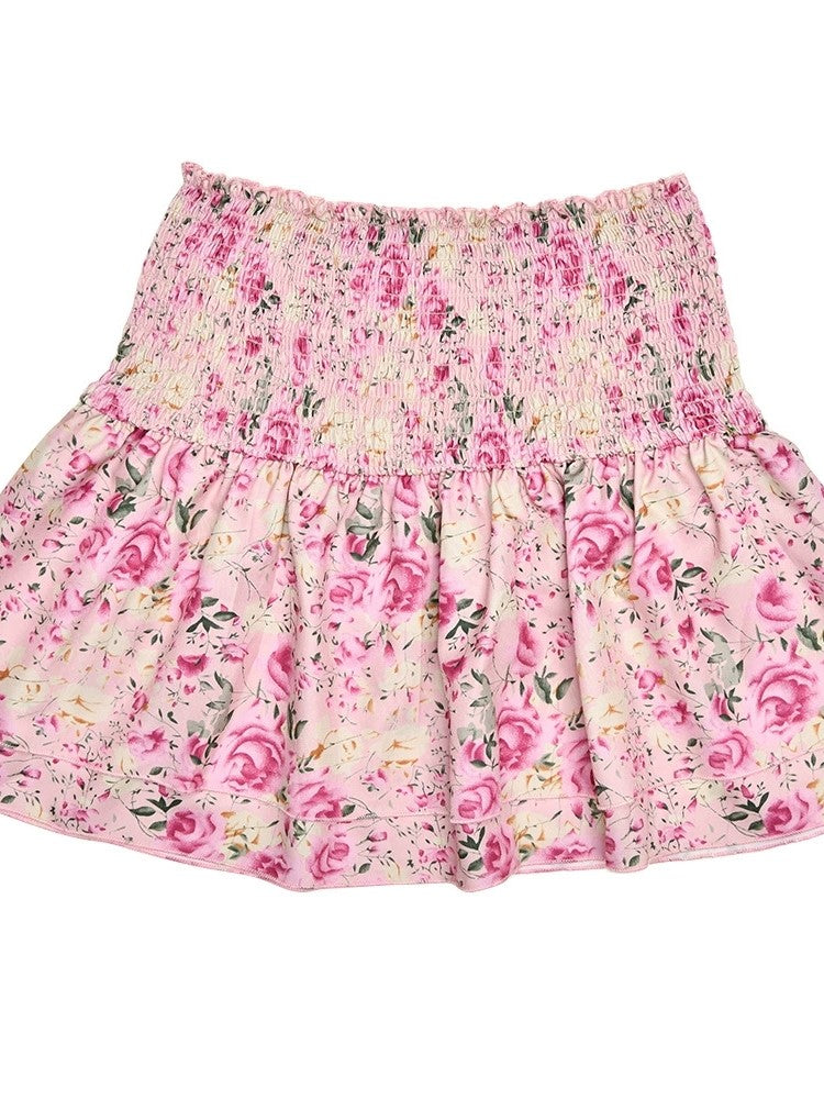 FLORAL PRINT HALTER TOP AND SKIRT SET WITH FLORAL DESIGN