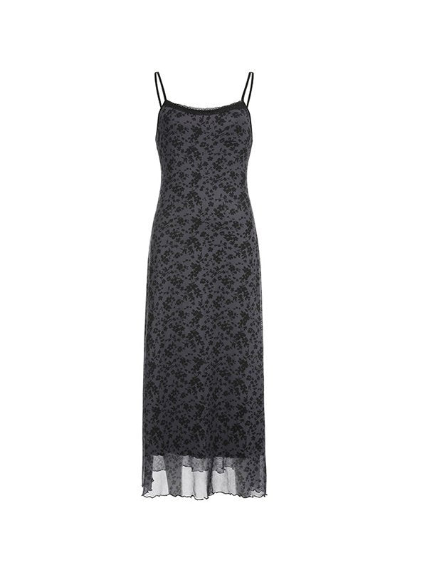 FLORAL PRINT MAXI DRESS WITH GENEROUS COLLAR IN Y2K STYLE