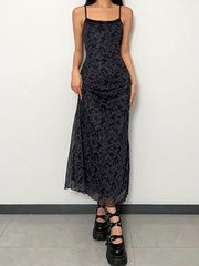 FLORAL PRINT MAXI DRESS WITH GENEROUS COLLAR IN Y2K STYLE