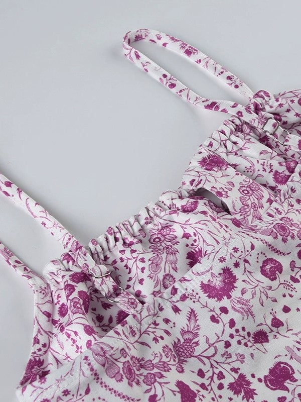 FLORAL PRINT MAXI DRESS WITH SPAGHETTI STRAPS - STRAPLESS MAXI OPTION
