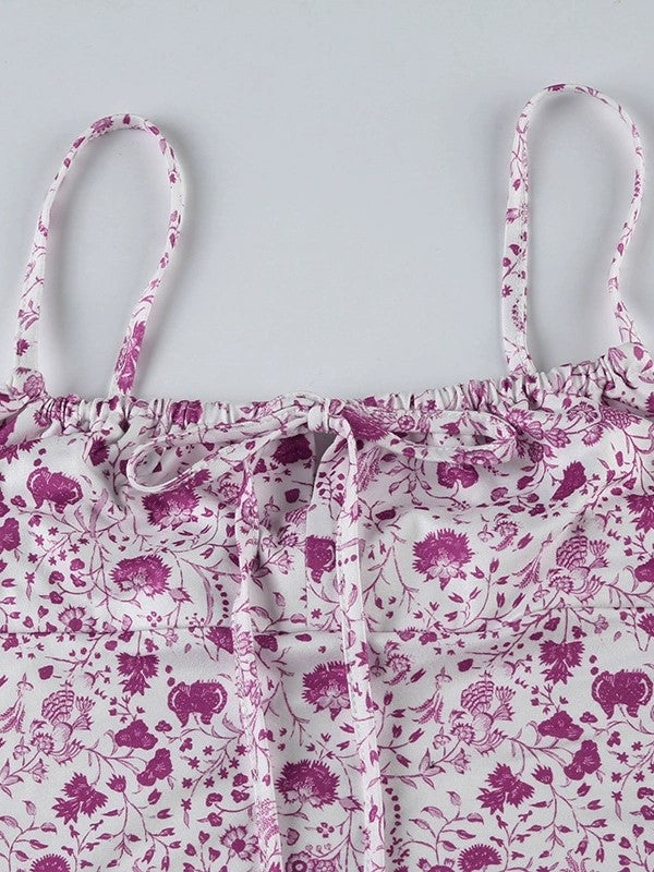 FLORAL PRINT MAXI DRESS WITH SPAGHETTI STRAPS - STRAPLESS MAXI OPTION
