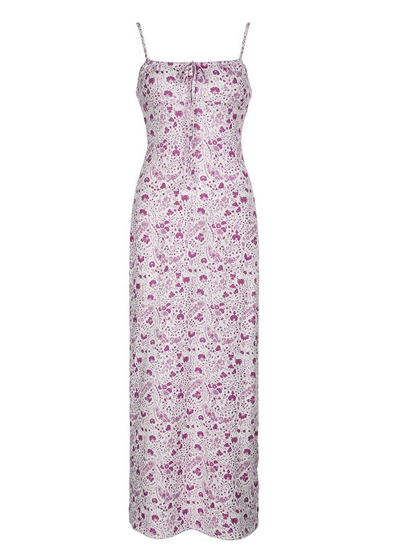 FLORAL PRINT MAXI DRESS WITH SPAGHETTI STRAPS - STRAPLESS MAXI OPTION