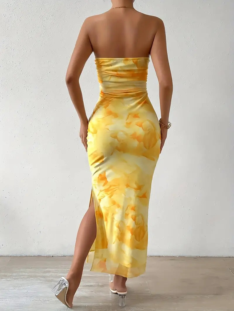 FLORAL PRINT MAXI DRESS WITH VINTAGE FLORAL DESIGN