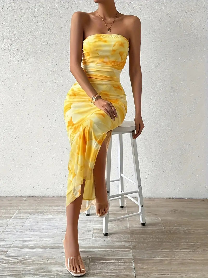 FLORAL PRINT MAXI DRESS WITH VINTAGE FLORAL DESIGN