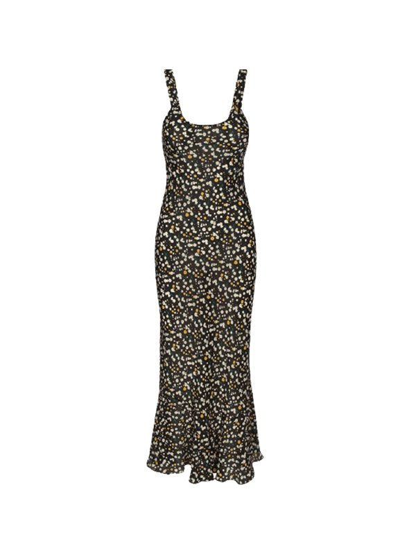 FLORAL PRINT MAXI DRESS WITH VINTAGE FLORAL PRINT DESIGN