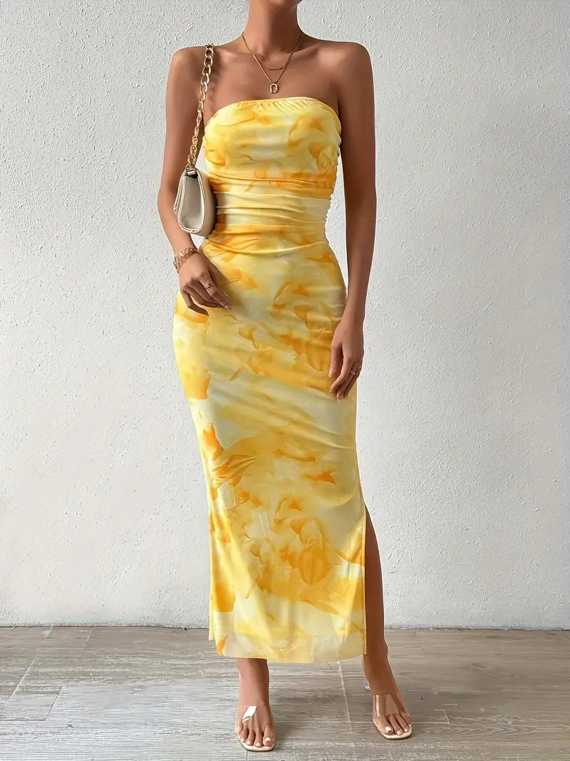 FLORAL PRINT MAXI DRESS WITH VINTAGE FLORAL DESIGN