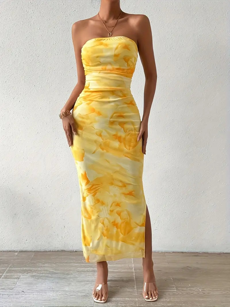 FLORAL PRINT MAXI DRESS WITH VINTAGE FLORAL DESIGN