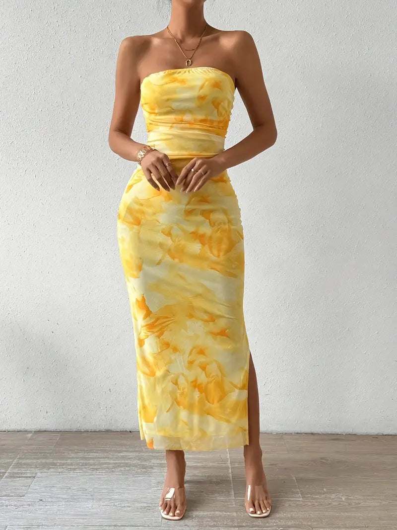 FLORAL PRINT MAXI DRESS WITH VINTAGE FLORAL DESIGN