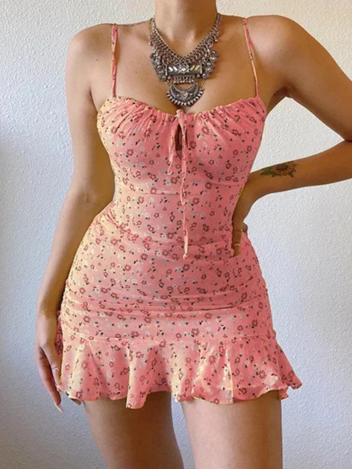 FLORAL PRINT MINI DRESS WITH FRENCH FLORAL DESIGN