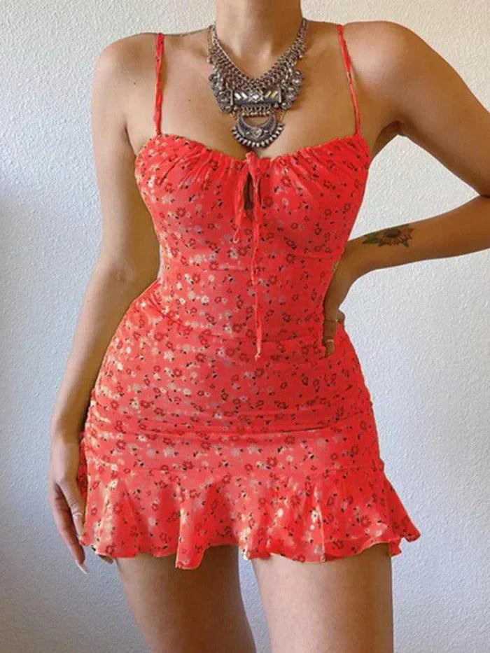 FLORAL PRINT MINI DRESS WITH FRENCH FLORAL DESIGN