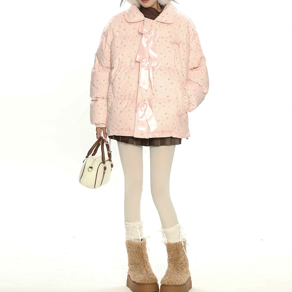 FLORAL PRINT PUFFER JACKET VINTAGE BLOSSOM TINY FLORAL