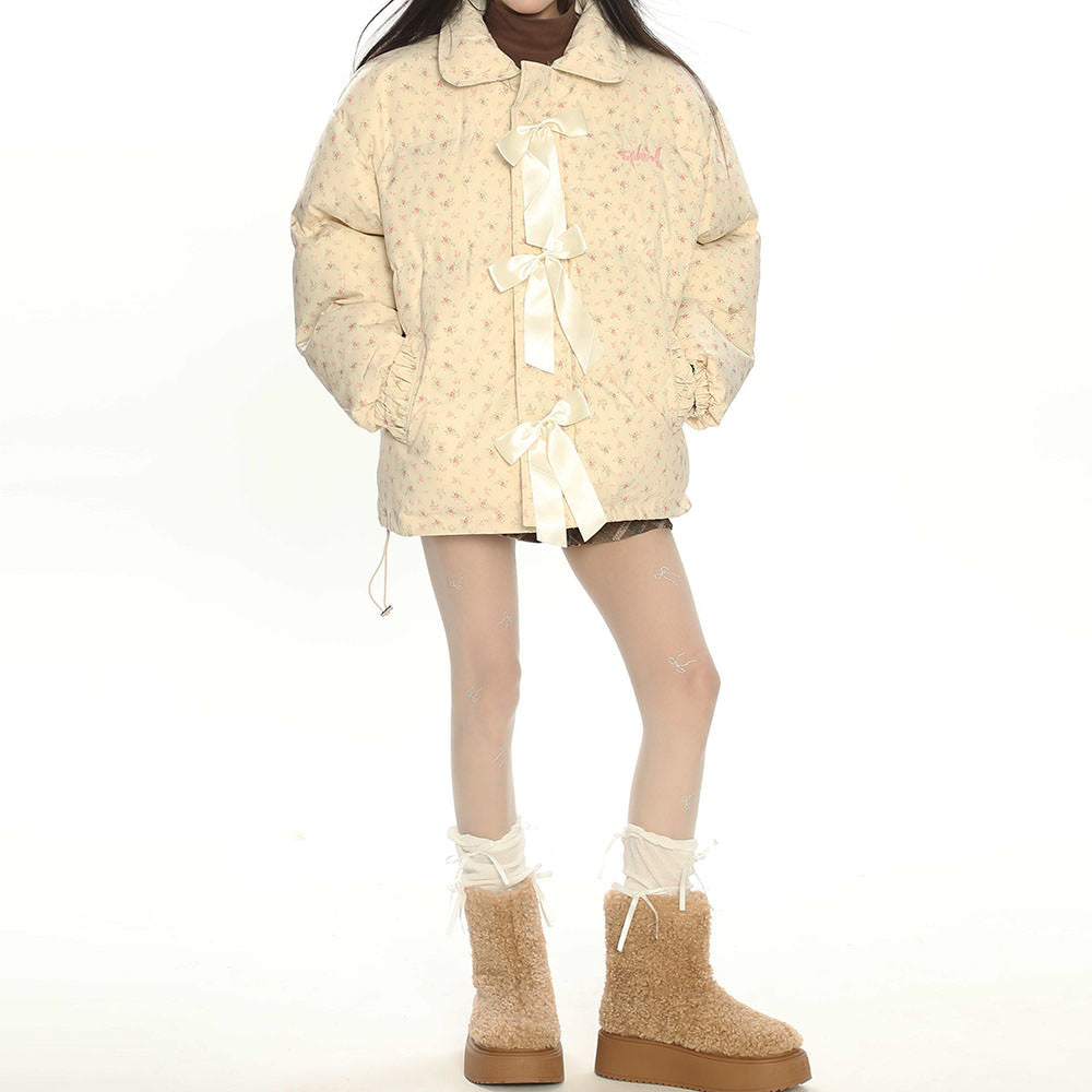 FLORAL PRINT PUFFER JACKET VINTAGE BLOSSOM TINY FLORAL