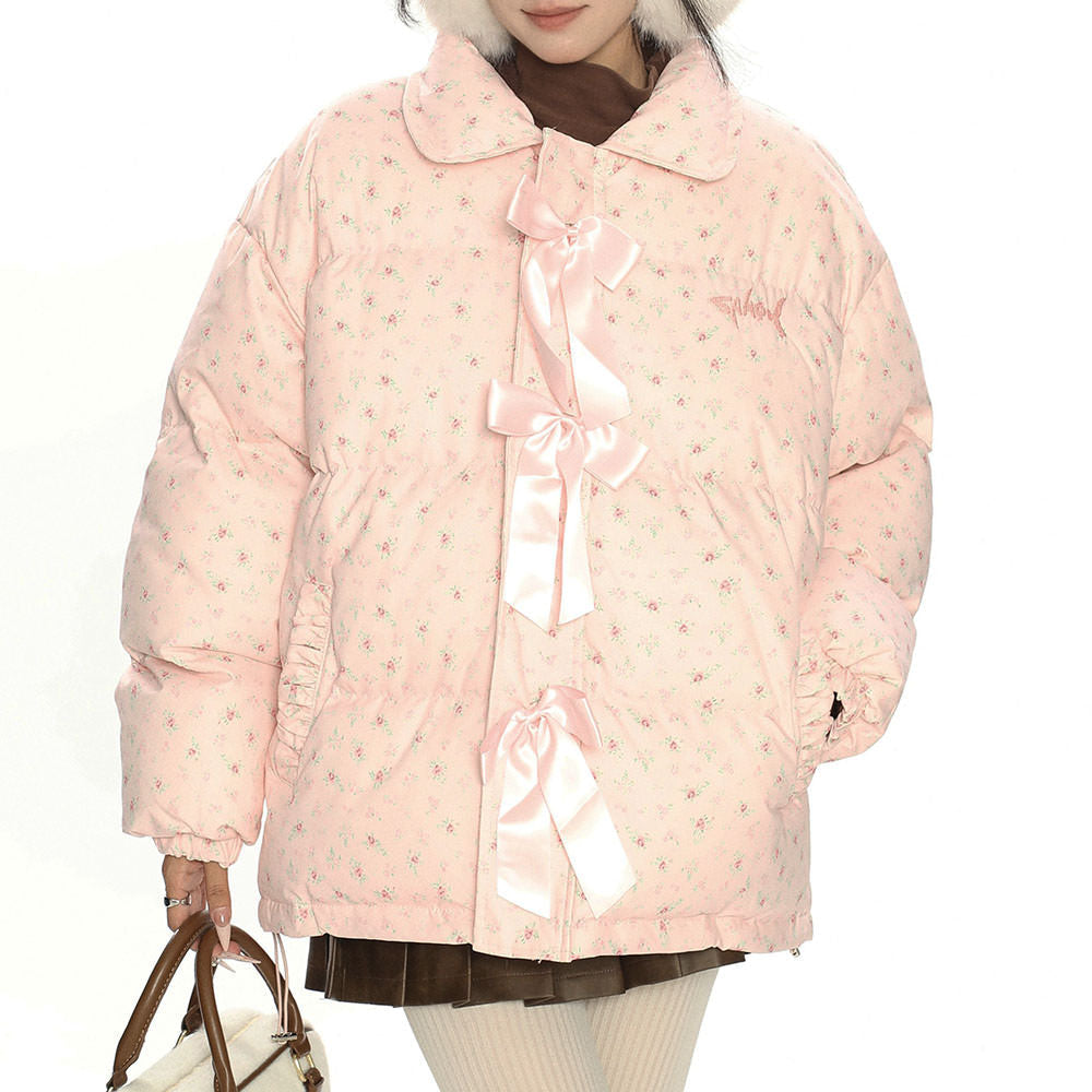 FLORAL PRINT PUFFER JACKET VINTAGE BLOSSOM TINY FLORAL