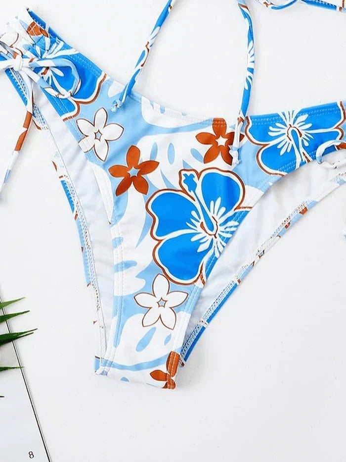 FLORAL PRINT TWO-PIECE SWIMSUIT - FLORAL PRINT CUTE BIKINI