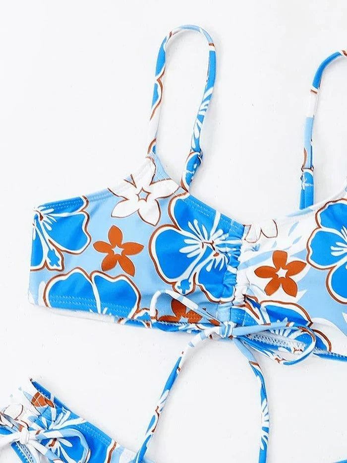 FLORAL PRINT TWO-PIECE SWIMSUIT - FLORAL PRINT CUTE BIKINI