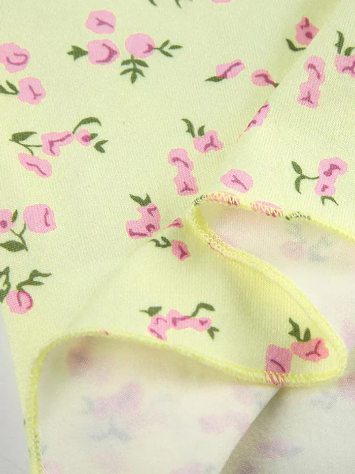 FLORAL PRINT YELLOW CAMISOLE Y2K SLIM FIT FASHION TOP