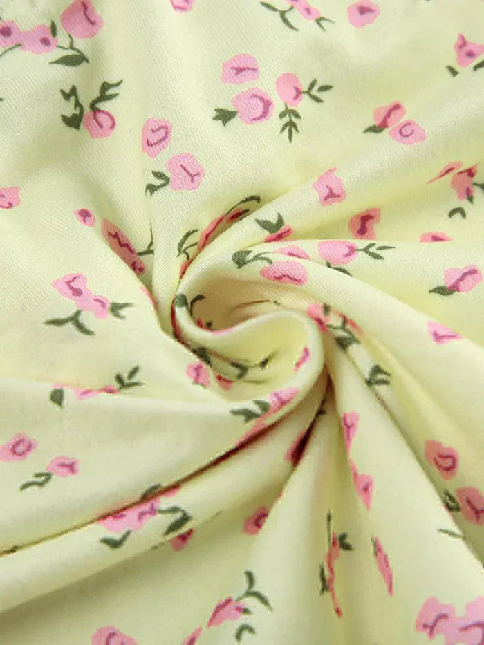 FLORAL PRINT YELLOW CAMISOLE Y2K SLIM FIT FASHION TOP