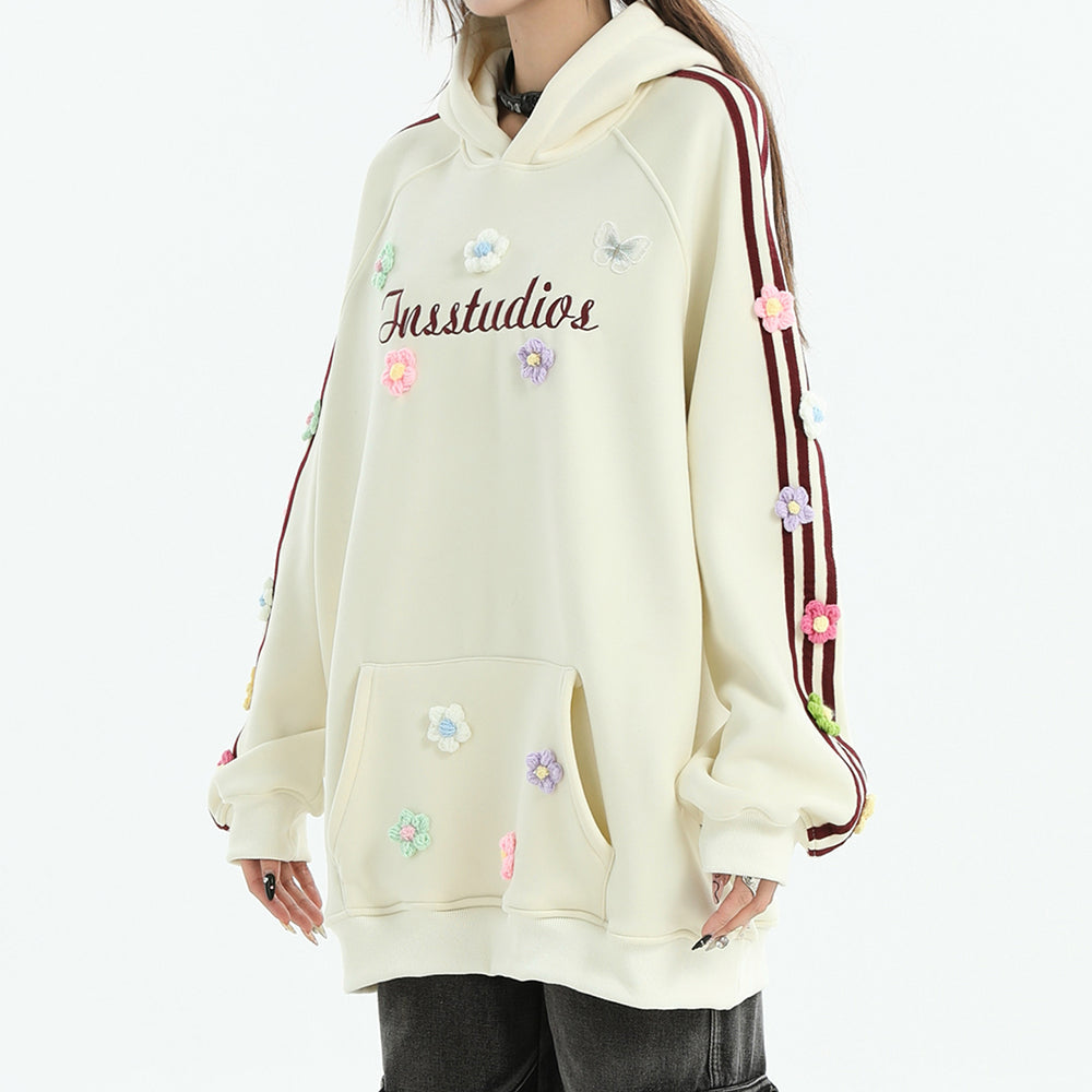 FLORAL STRIPE HOODIE: BLOKETTE AESTHETIC HOODIE