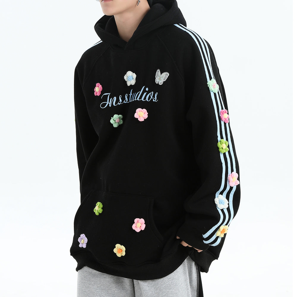 FLORAL STRIPE HOODIE: BLOKETTE AESTHETIC HOODIE