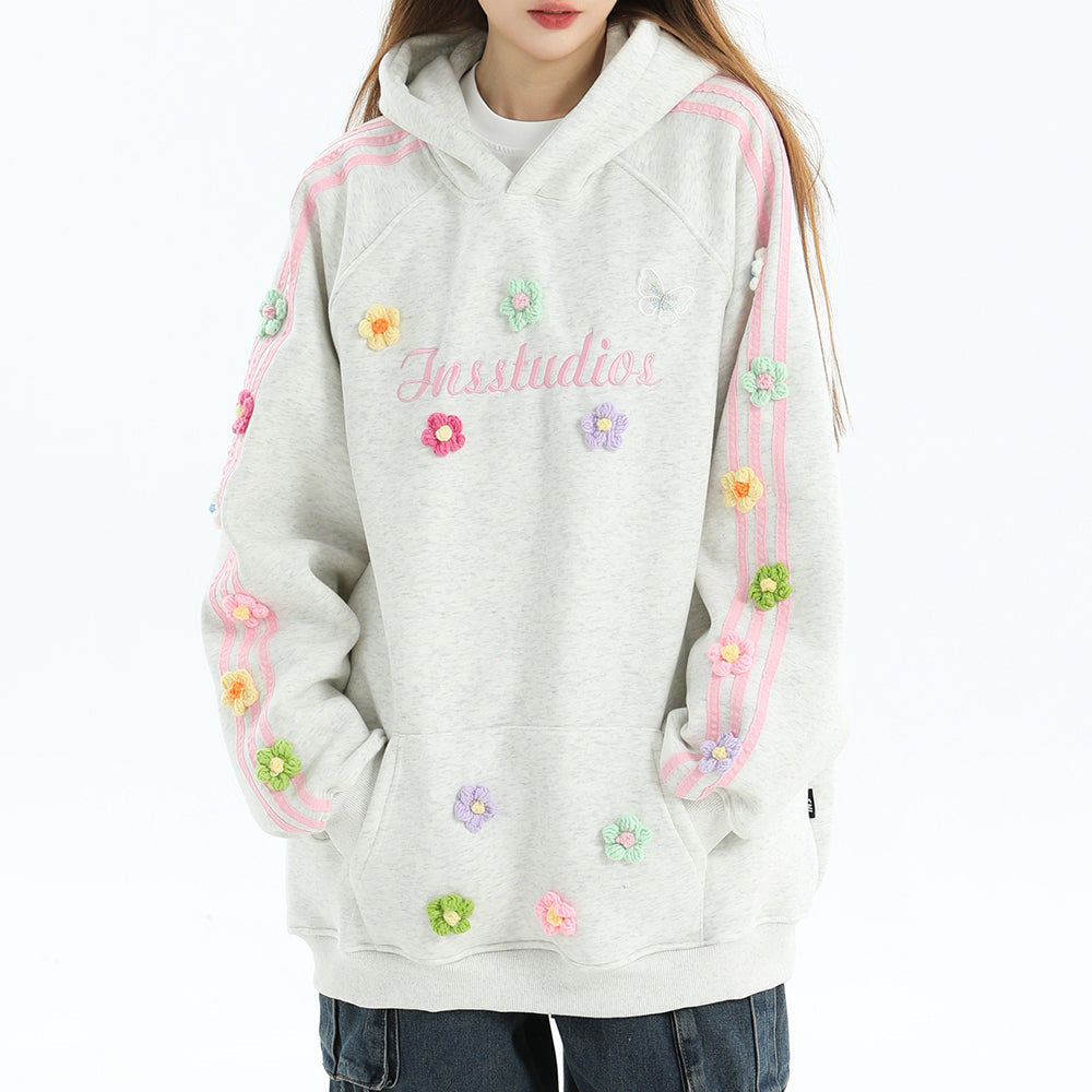FLORAL STRIPE HOODIE: BLOKETTE AESTHETIC HOODIE