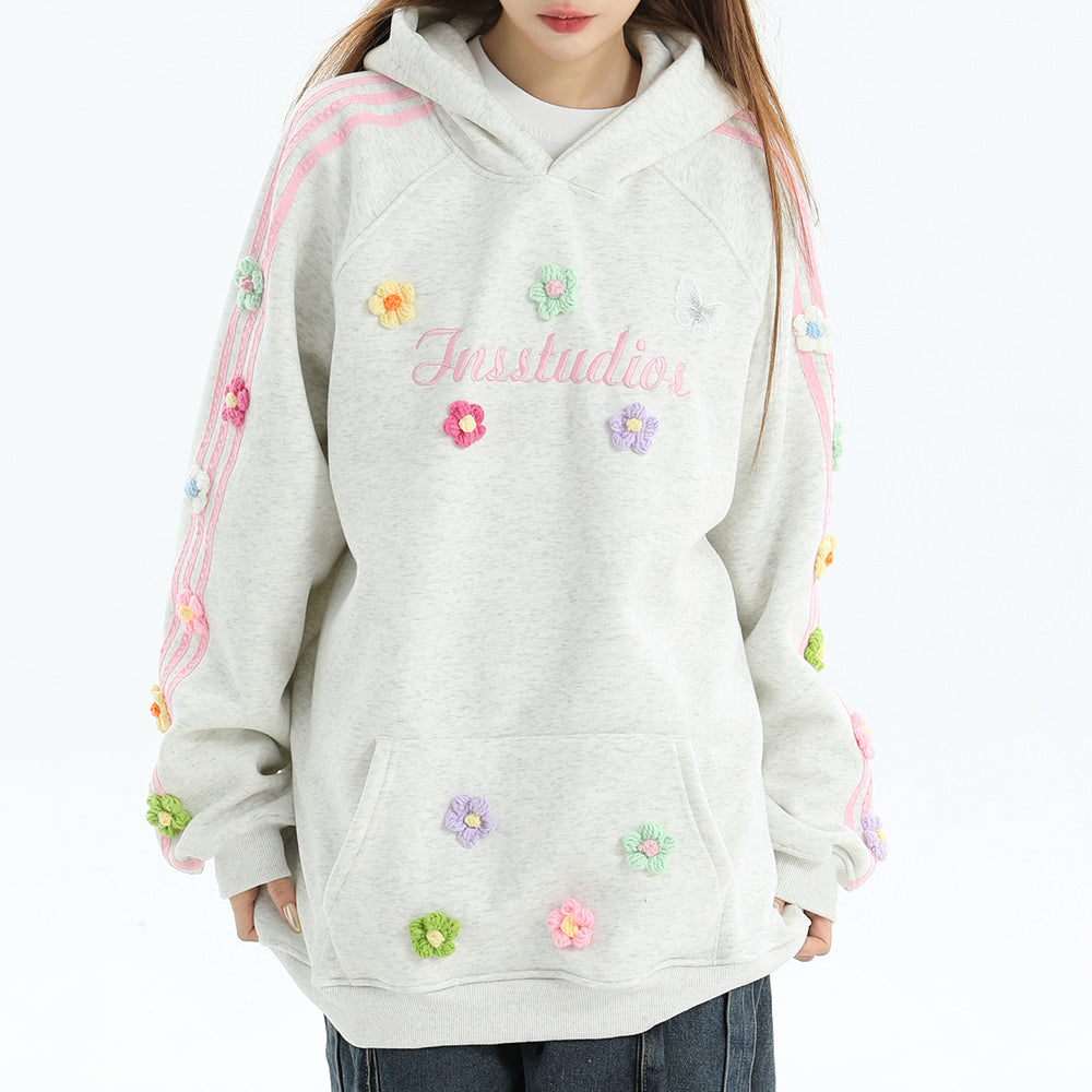 FLORAL STRIPE HOODIE: BLOKETTE AESTHETIC HOODIE