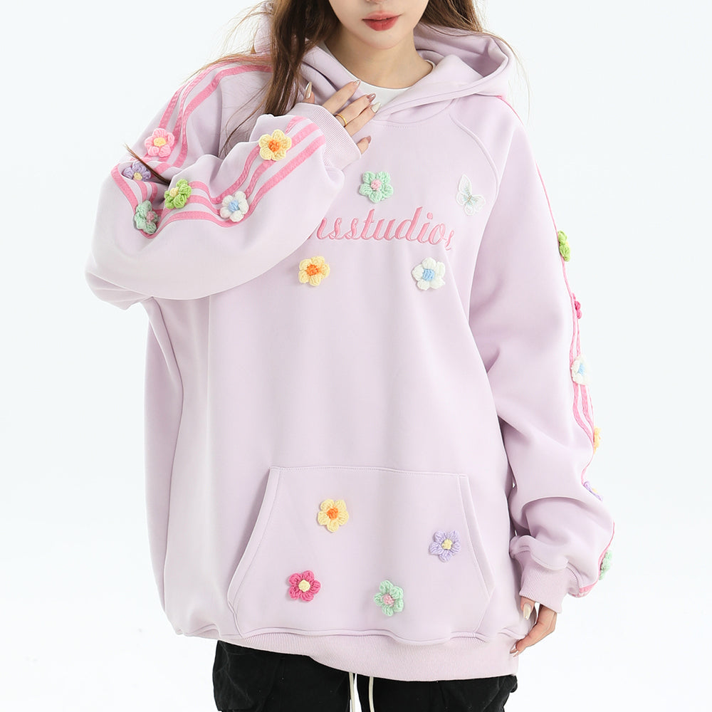 FLORAL STRIPE HOODIE: BLOKETTE AESTHETIC HOODIE