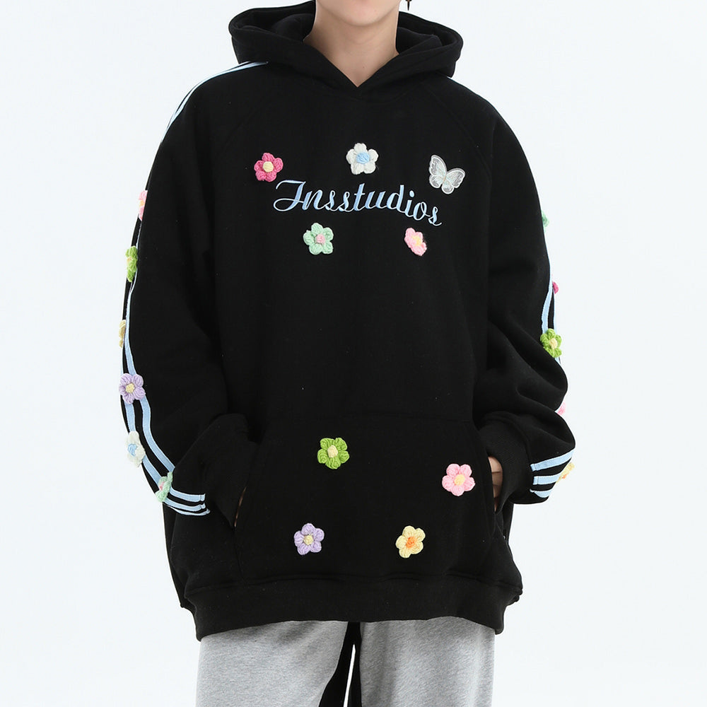 FLORAL STRIPE HOODIE: BLOKETTE AESTHETIC HOODIE