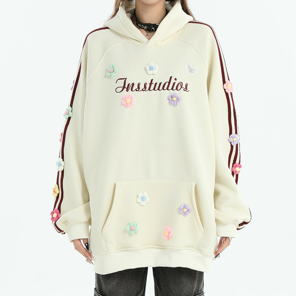 FLORAL STRIPE HOODIE: BLOKETTE AESTHETIC HOODIE